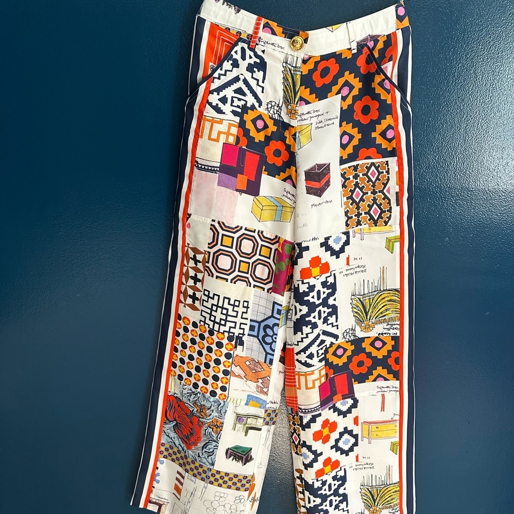 Tory Burch Multicolor Patchwork Silk Pants - image 2